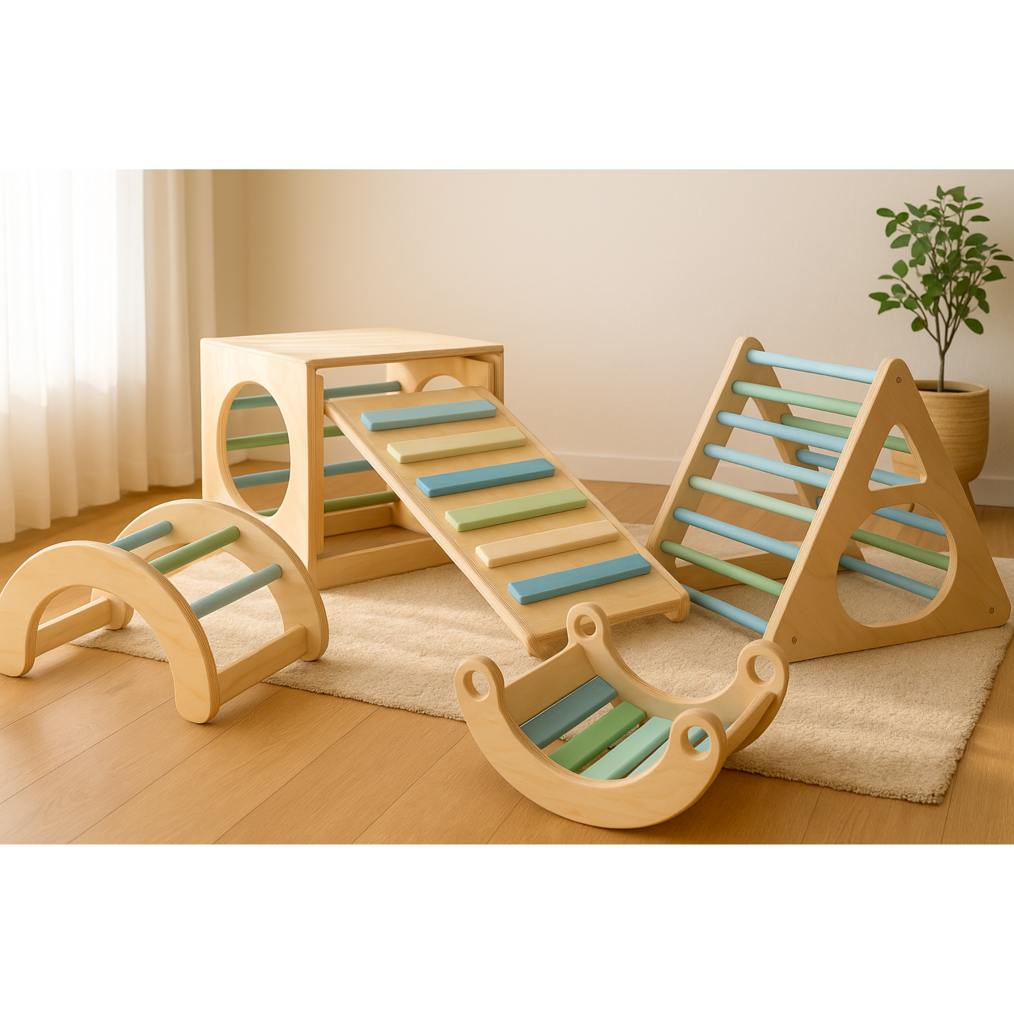 🌈 Set Pikler Montessori de 5 piezas – Movimiento libre, autonomía y juego activo